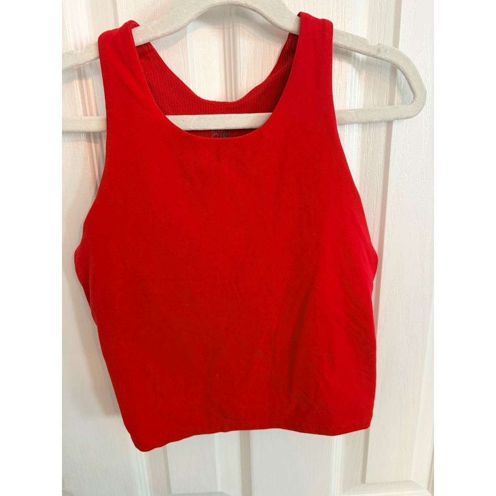 Athleta Girl Tank Top Red Racerback Cropped Activewear Gym Sport Shirt